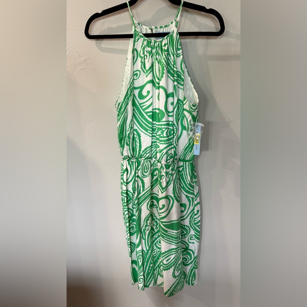 NWT Antonio Melani Green White Lined Dress Size 8 - Picture 2 of 11